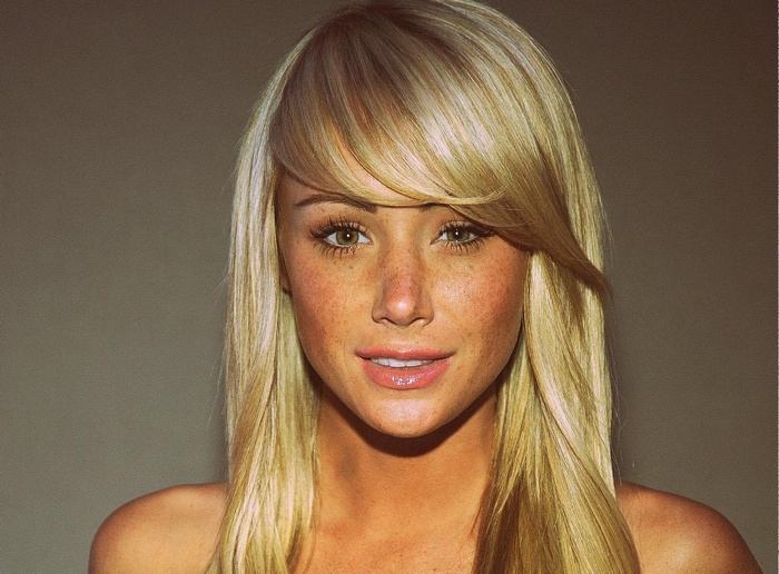 Sara Jean Underwood portrait with blonde hair and freckles