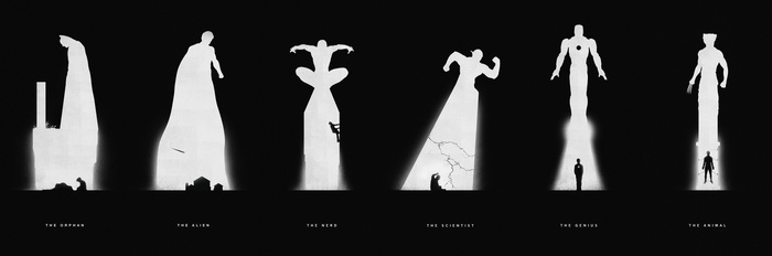 Silhouettes of DC and Marvel Superheroes