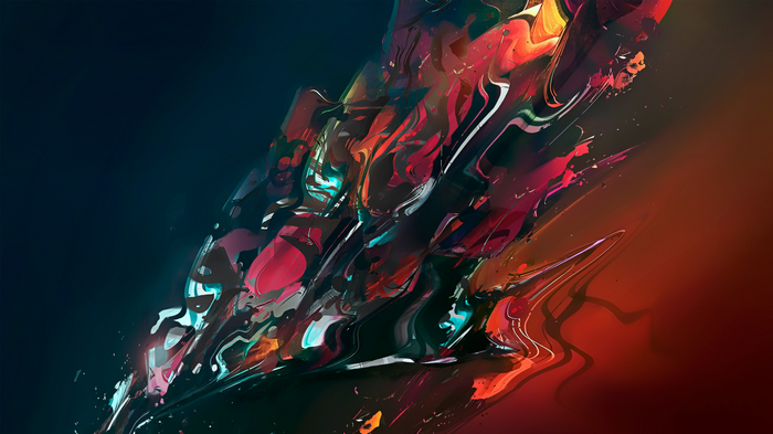 Abstract digital art with melting colorful forms