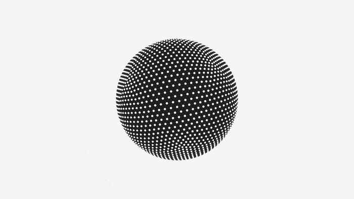 Monochrome geometric sphere made of dots