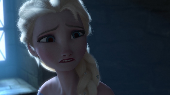 Princess Elsa from Frozen looking sad