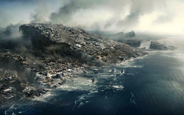 Apocalyptic city in the ocean from 2012 movie