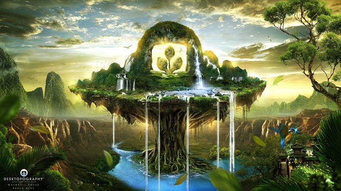 Desktopography: A Digital Art Landscape of a Floating Island