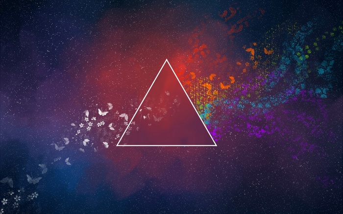 The Dark Side of the Moon triangle with butterflies and stars