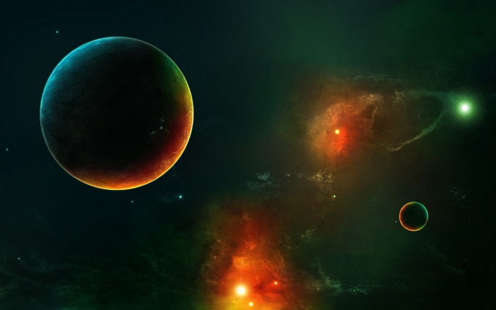 Planets and nebulae in deep space