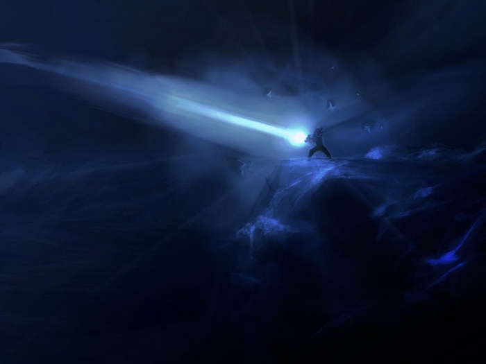 Goku firing a Kamehameha wave in Dragon Ball Z