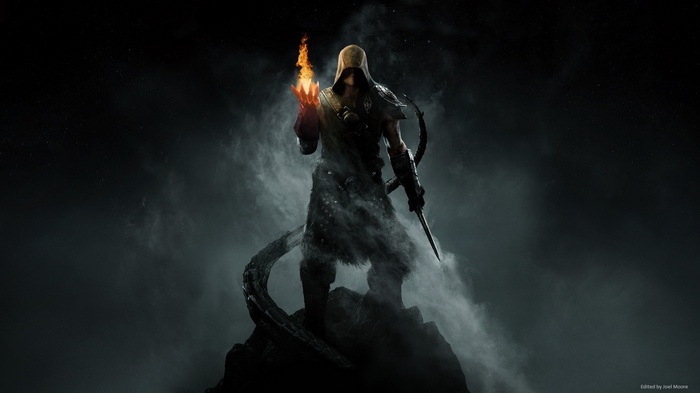 The Elder Scrolls V: Skyrim character with fire magic