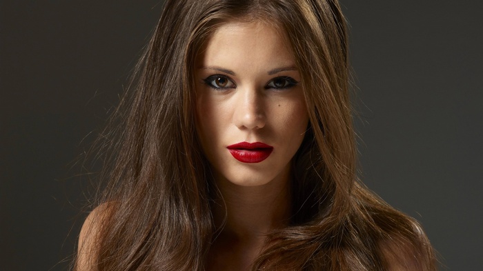 Portrait of Markéta Stroblová with red lipstick