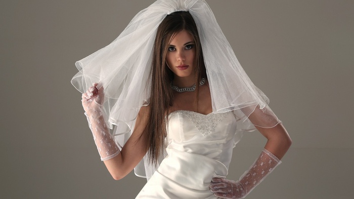 Bride Markéta Stroblová in a wedding dress