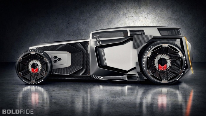 Futuristic carbon fiber hot rod car