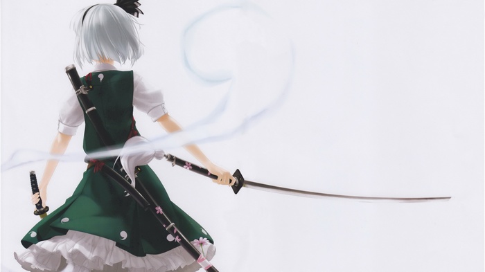Konpaku Youmu from Touhou with two swords