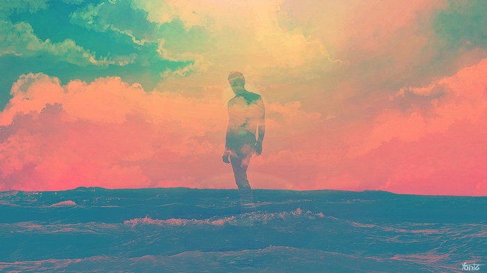 Tim Navis artwork of a silhouette in the ocean