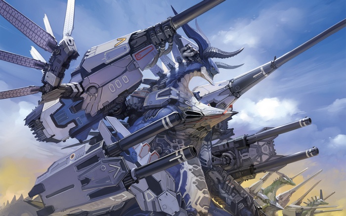 Ar Tonelico mecha dragon with cannons