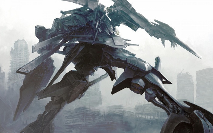 Apocalyptic Mech in a Ruined City