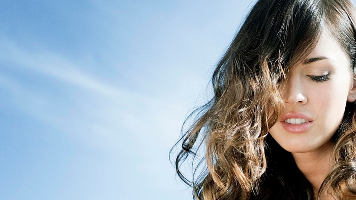 Megan Fox with hair covering her face