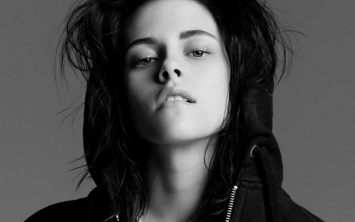 Kristen Stewart in a black hoodie