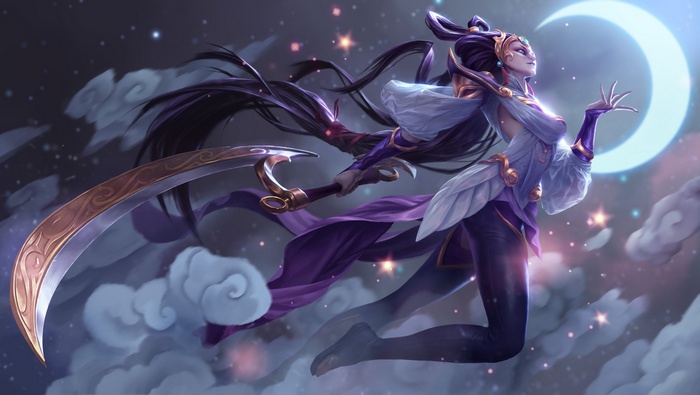 Diana from League of Legends with a crescent moon