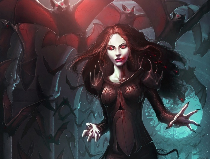 Vampire woman with bats