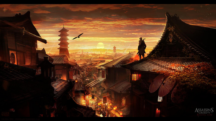 Assassin's Creed: Rising Sun cityscape at sunset