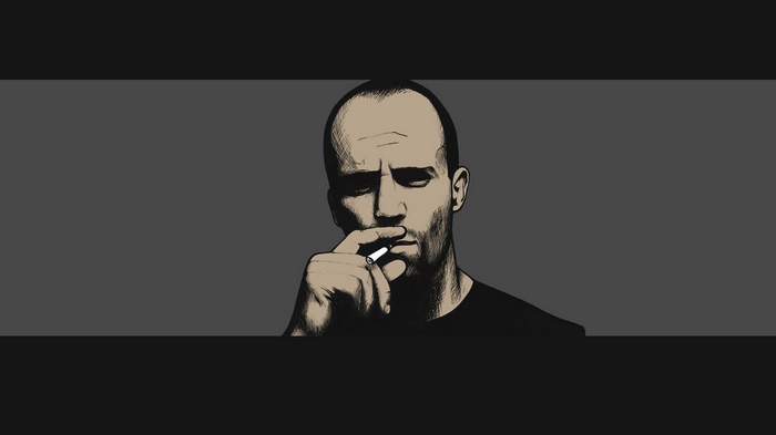 Jason Statham smoking a cigarette