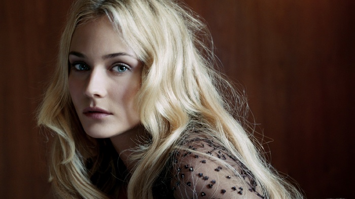 Diane Kruger portrait with blonde wavy hair