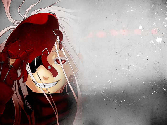 Shiro from Deadman Wonderland wearing a red mask