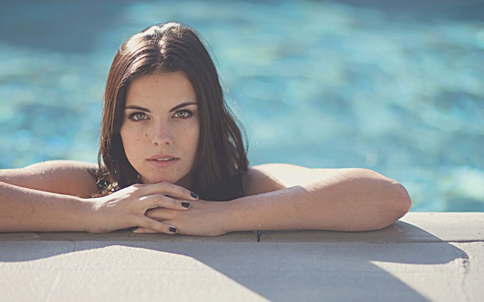 Jaimie Alexander in a swimming pool