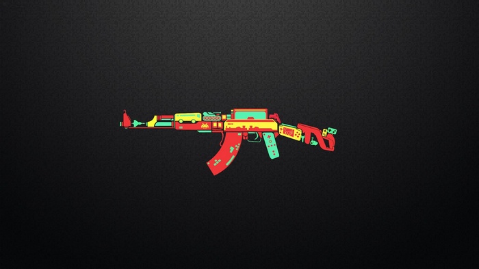 AK-47 weapon artwork with video game elements