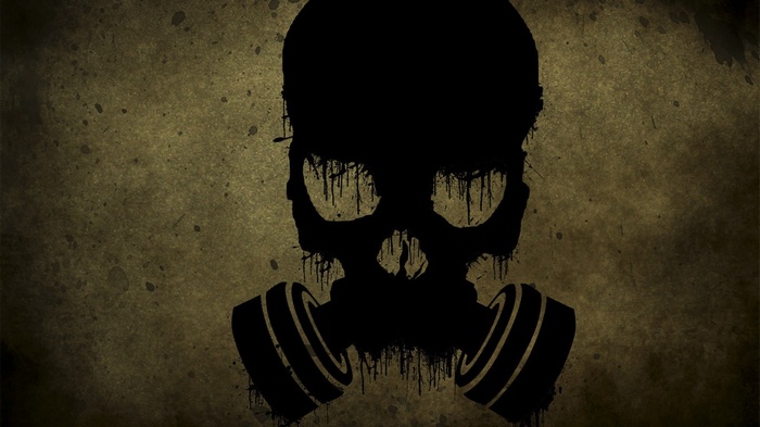 Grunge skull with gas mask and dripping paint