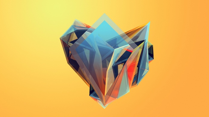 Geometric abstract artwork with orange gradient background
