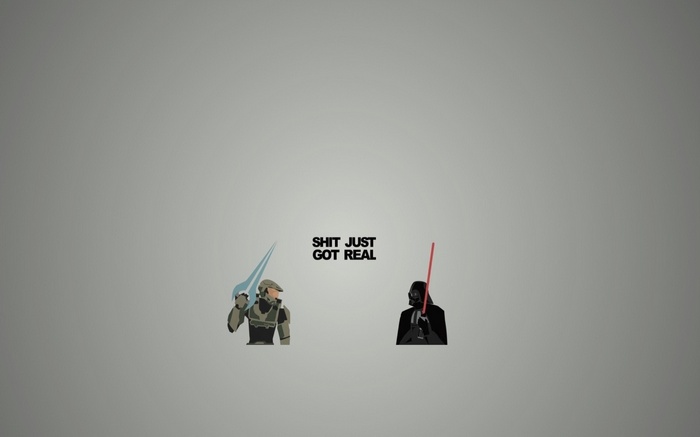 Master Chief and Darth Vader with text