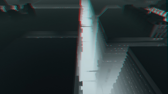 Anaglyph 3D Glitched Cityscape