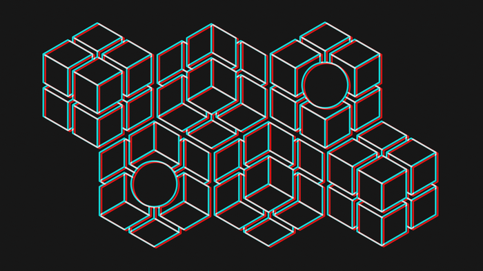 Minimalist 3D cubes and circles in digital art