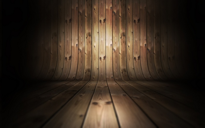 Curved wooden surface with spotlight effect