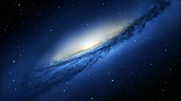 Galaxy NGC 3190 in deep space with stars