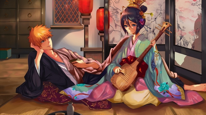 Bleach, anime, anime girls, anime boys, Kuchiki Rukia, Kurosaki Ichigo