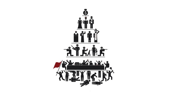 Social Hierarchy Pyramid with Money at the Top