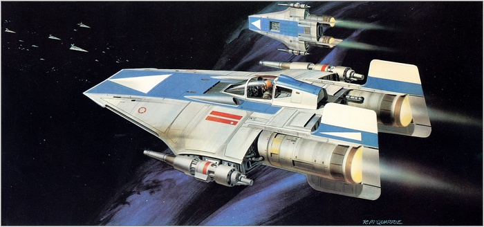 Star Wars A-Wing starfighters in space