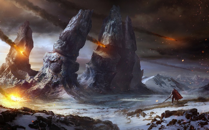 Lords of the Fallen: Meteor Strike on Rocky Landscape