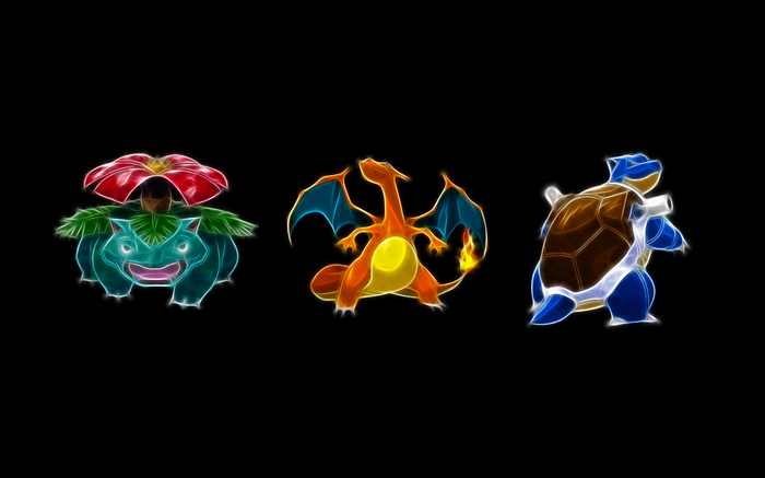 Fractalius artwork of Venusaur, Charizard, and Blastoise