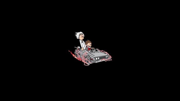 Calvin and Hobbes in the DeLorean