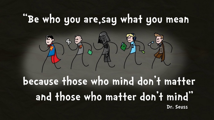 Dr. Seuss quote with characters including Superman and Darth Vader