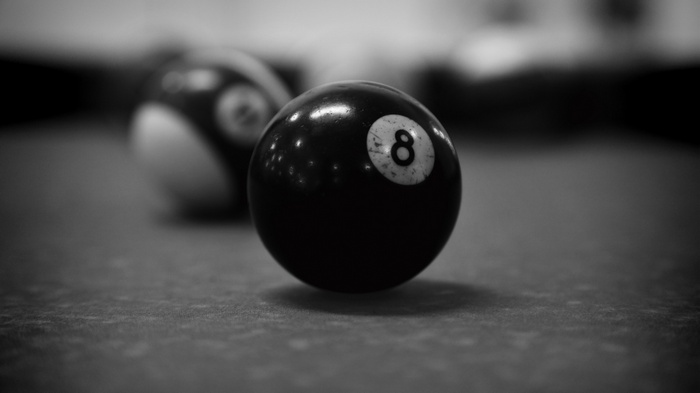 Monochrome 8-ball on a billiard table