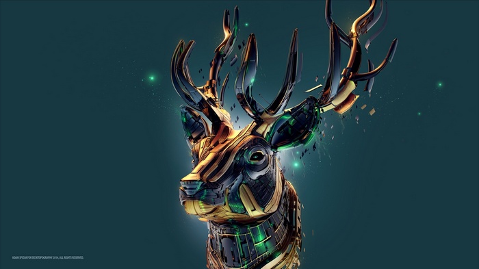 Digital art of a mechanical reindeer by Adam Spizak