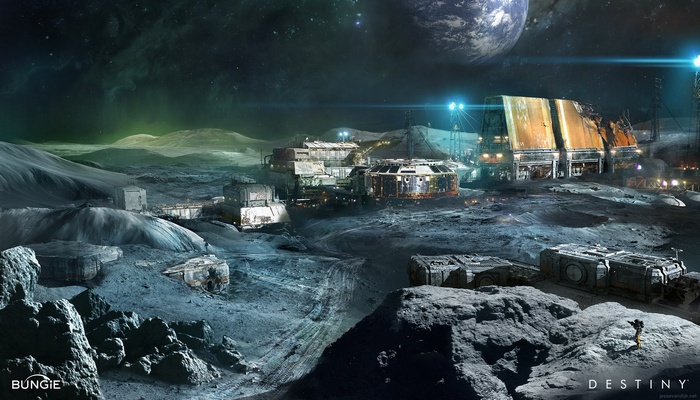 Destiny concept art of a lunar base