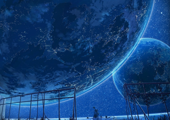 Anime planets in the night sky