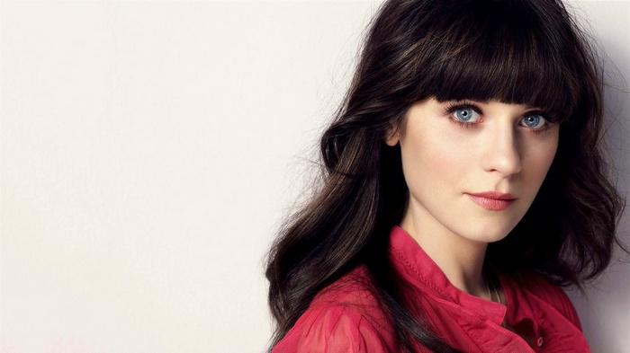 Zooey Deschanel with Blue Eyes and Bangs