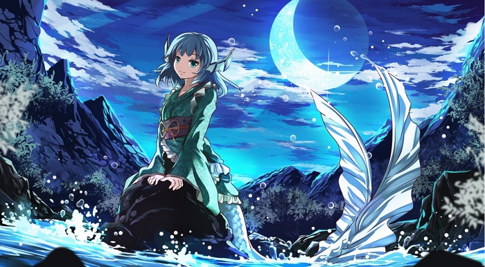 Wakasagihime the mermaid under the moon