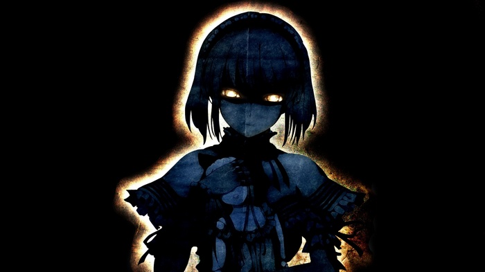 Dark anime girl with glowing eyes