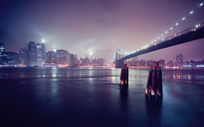 Brooklyn Bridge and Manhattan Skyline at Night